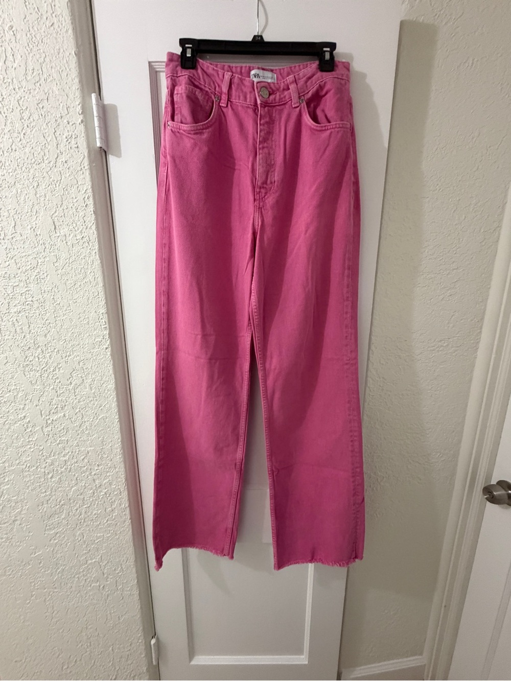 Zara Hot Pink High-Rise Wide Leg Jeans
